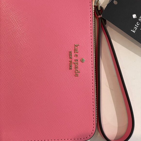 Kate Spade Lucy L-zip Wristlet w/strap /wallet, pink Leather New - Picture 10 of 11